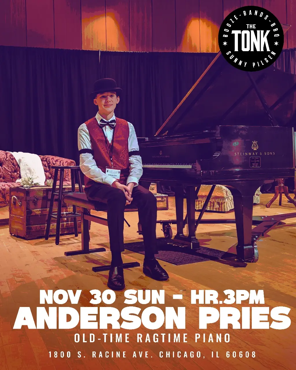 Image of the artist scheduled to perform at the restaurant