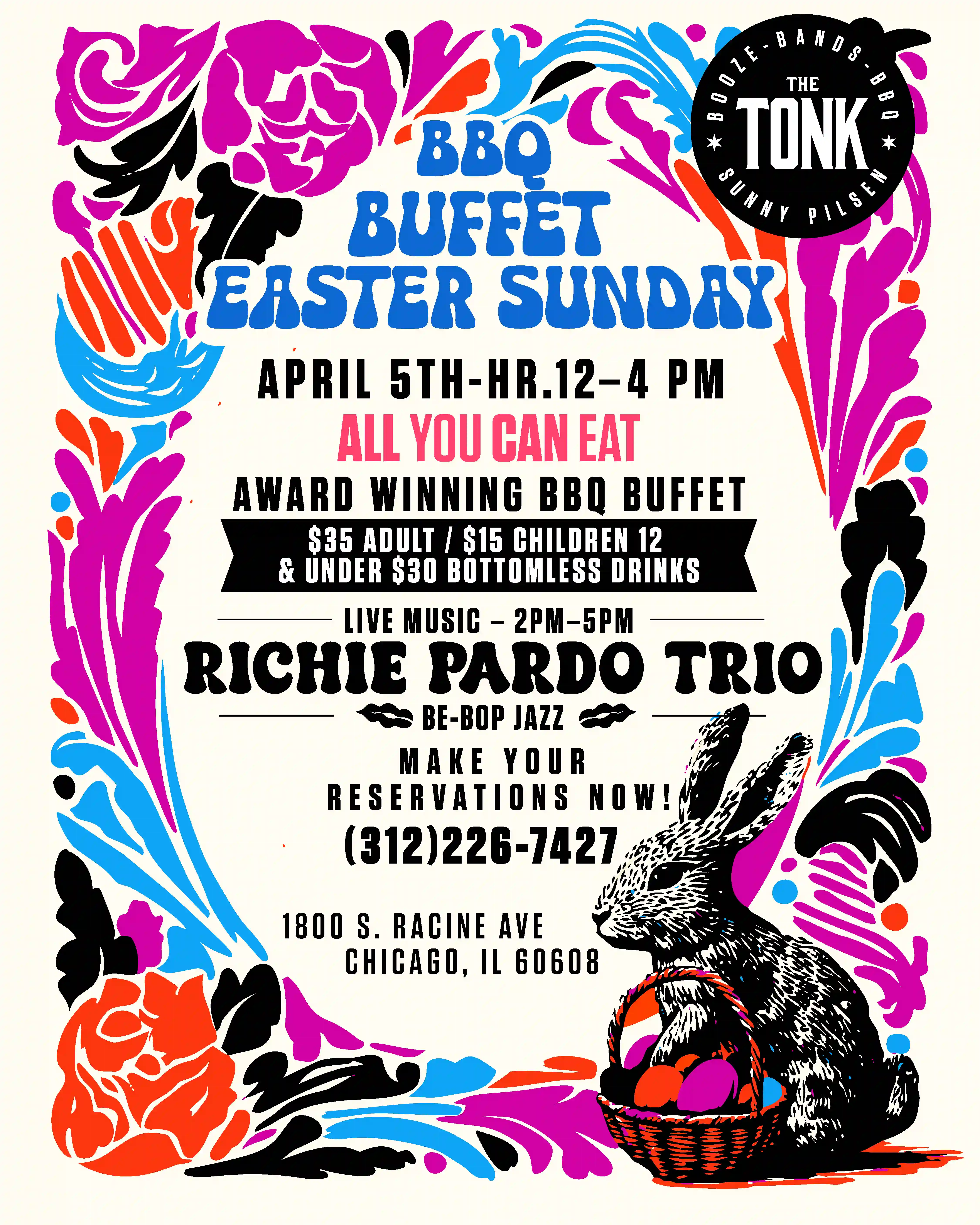 Poster for Easter Brunch with Richie Pardo Trio at The Tonk Chicago
