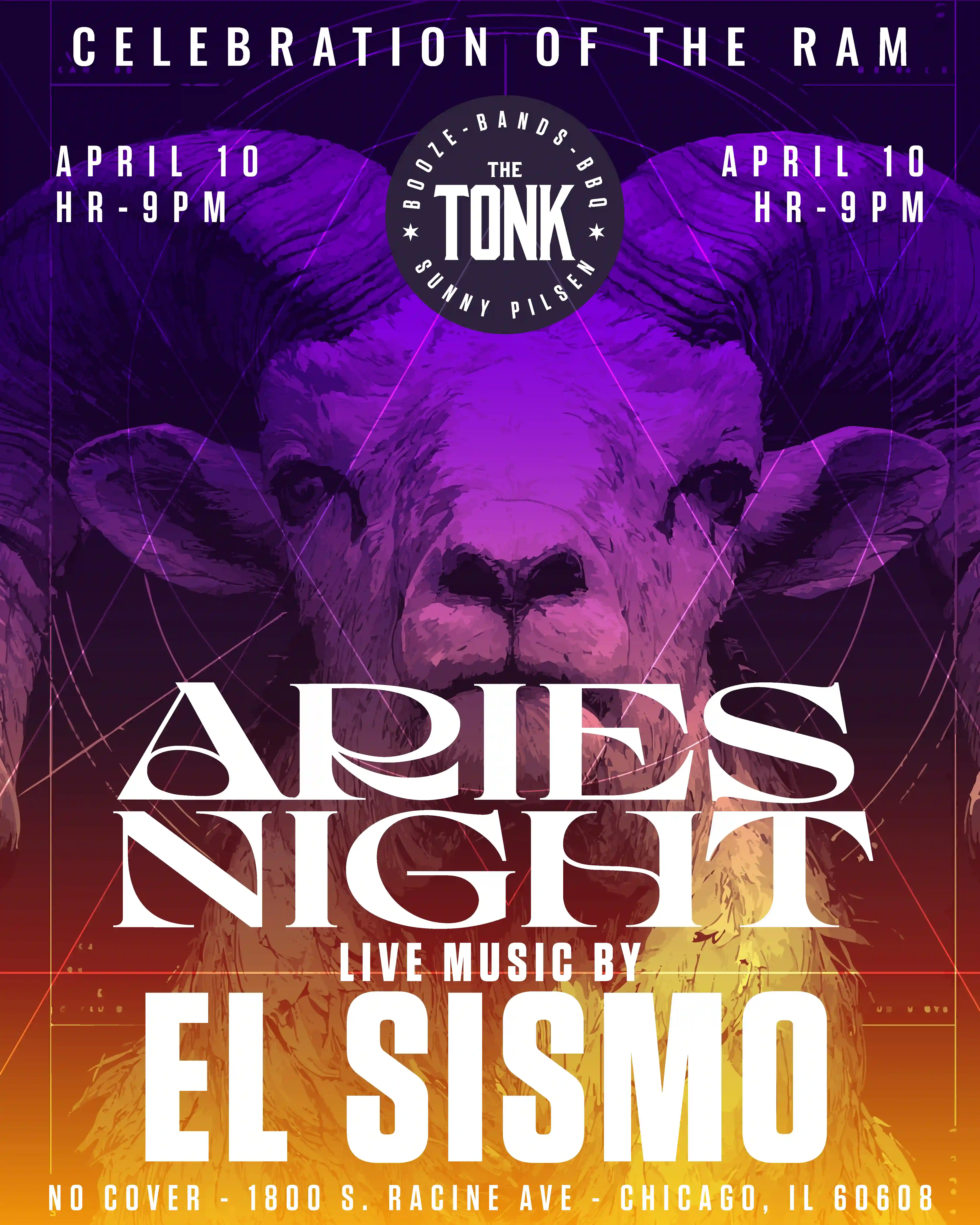 Poster for Emil Rojo Aries Night at The Tonk Chicago