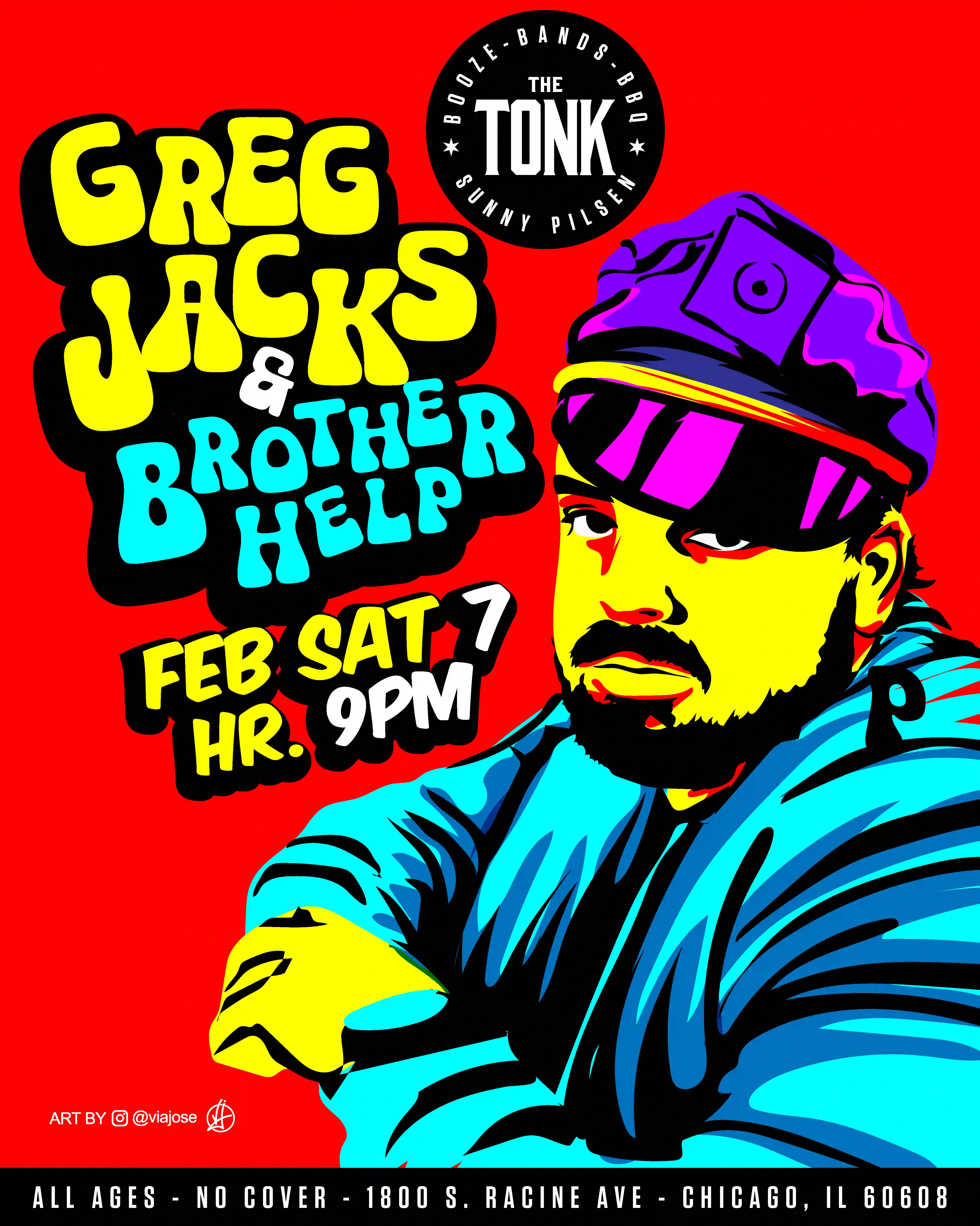 Poster for Greg Jacks and Brother Help performing at The Tonk Chicago