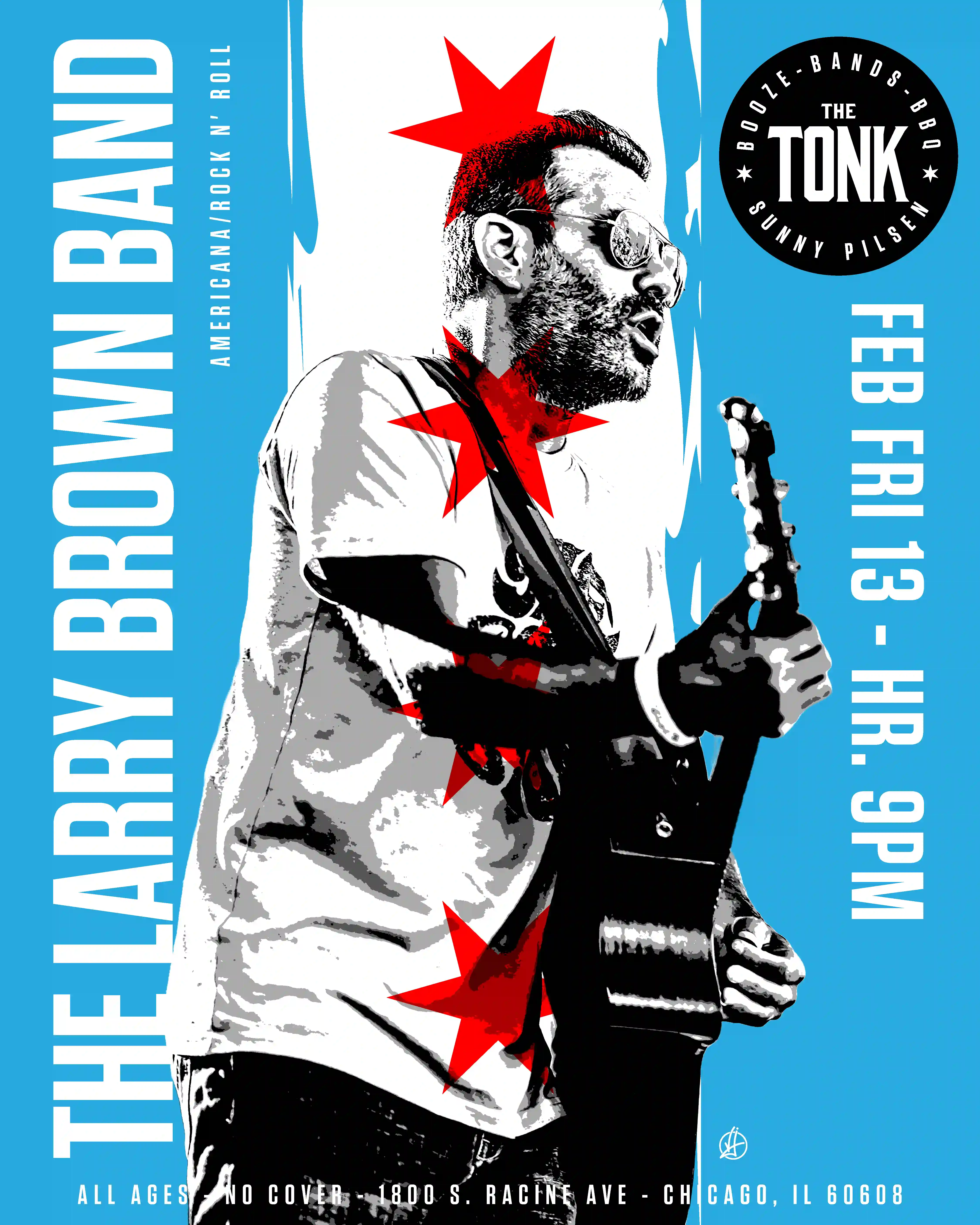 Poster for The Larry Brown Band performing at The Tonk Chicago