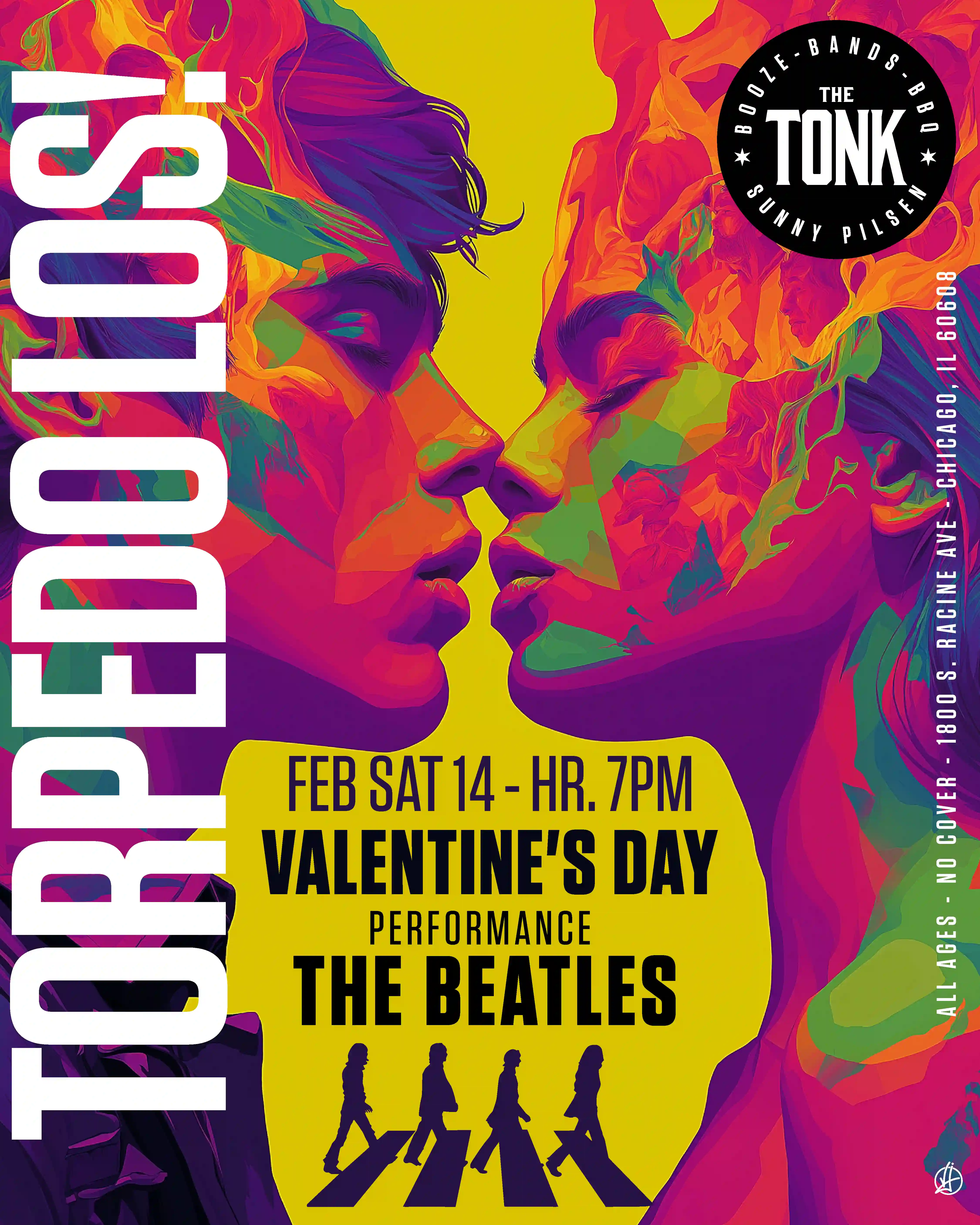 Poster for Torpedo Los Valentine's Day show at The Tonk Chicago