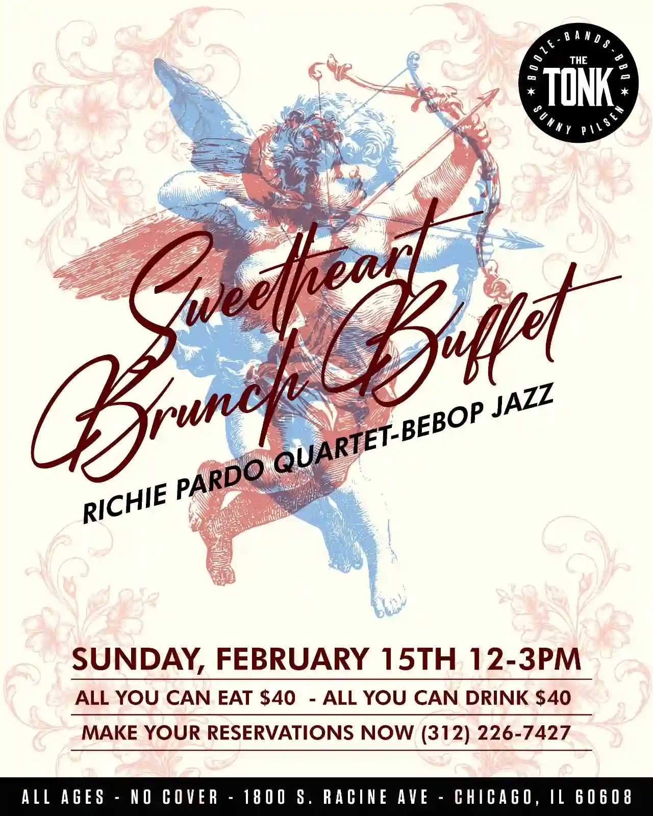 Poster for Sweetheart Brunch Buffet at The Tonk Chicago