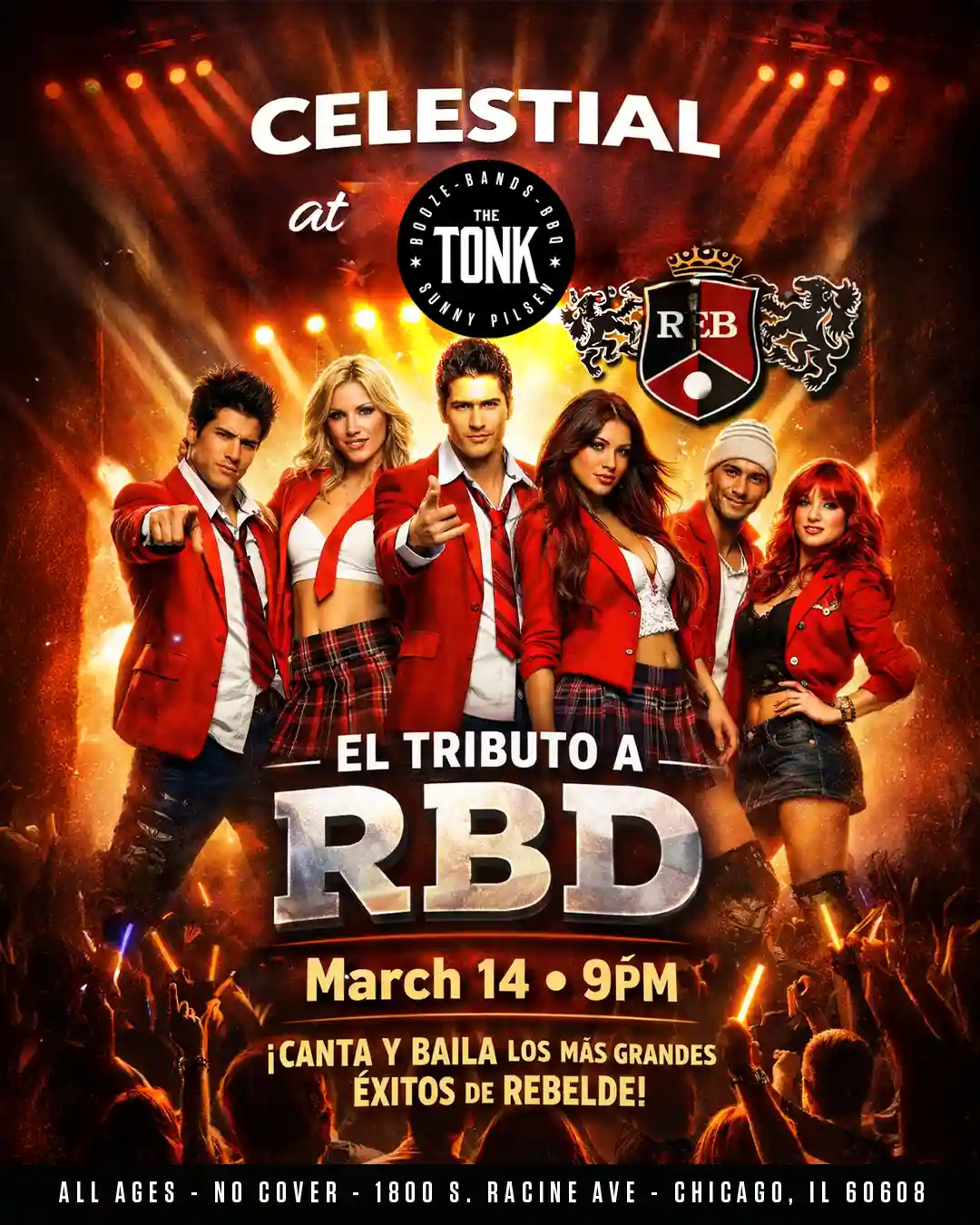 Poster for Celestial RBD Tribute performing at The Tonk Chicago