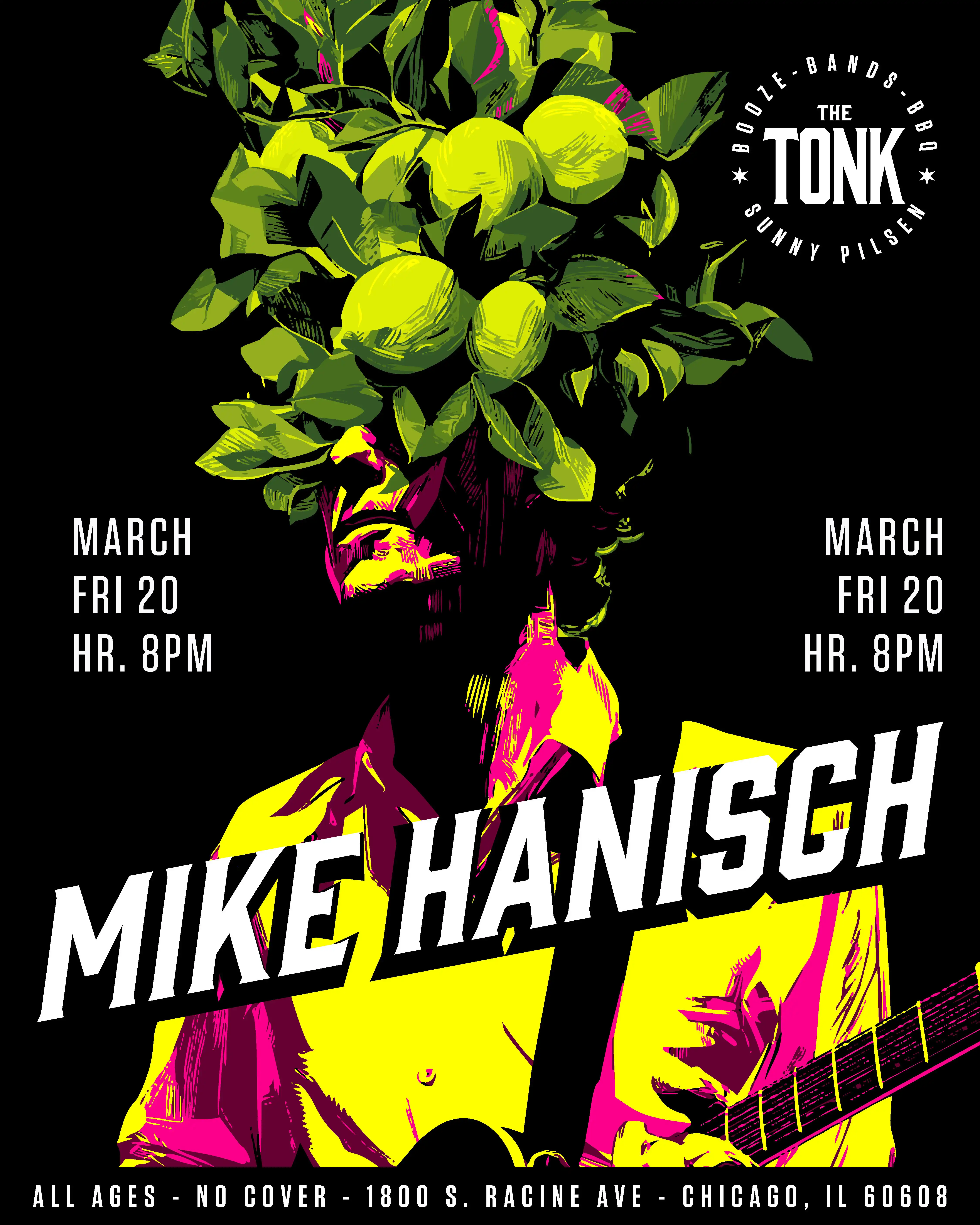 Poster for Mike Hanisch performing at The Tonk Chicago