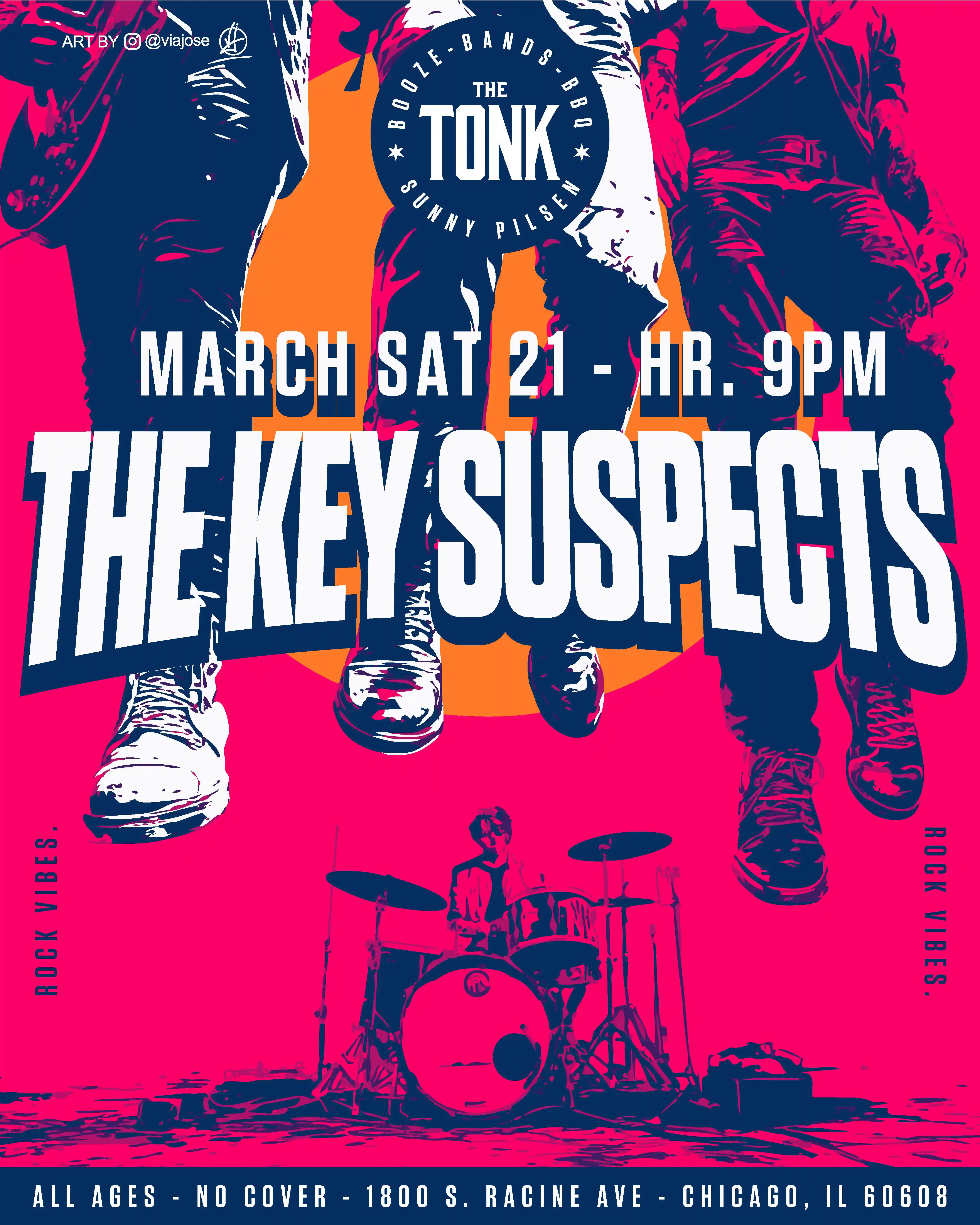 Poster for The Key Suspects performing at The Tonk Chicago