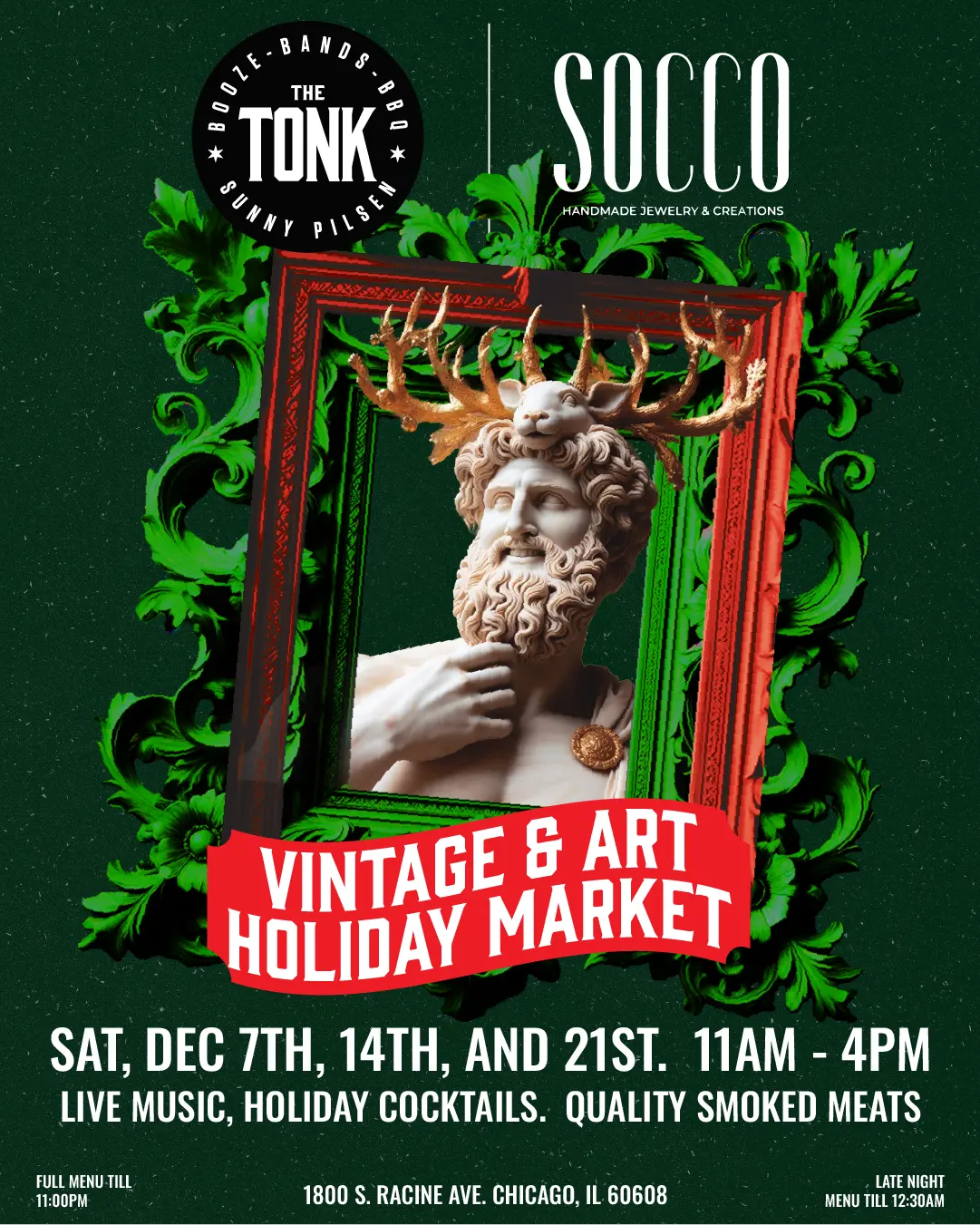 Promotion for The Tonk Chicago's holiday market